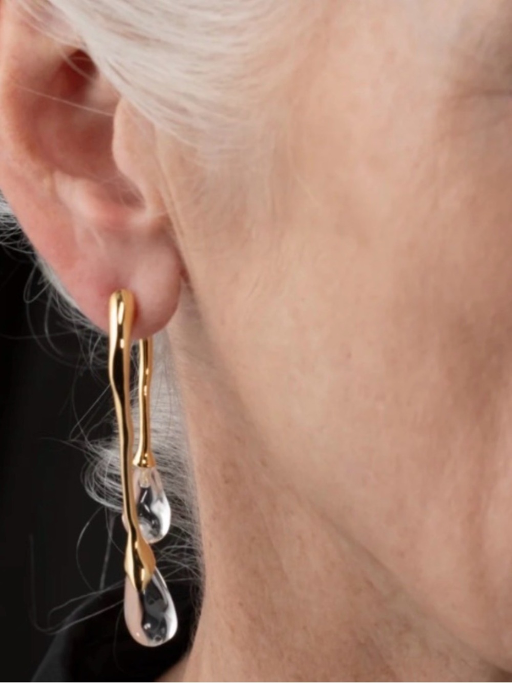Earrings Front Back Double Drippy Drop Lucite Gold Alexis Bittar MY03